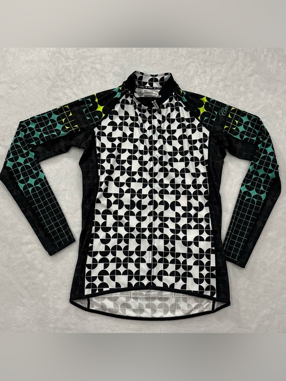 Canari Cyclewear Geometric Pattern Long Sleeve Full Zip Cycling Jersey Women's S